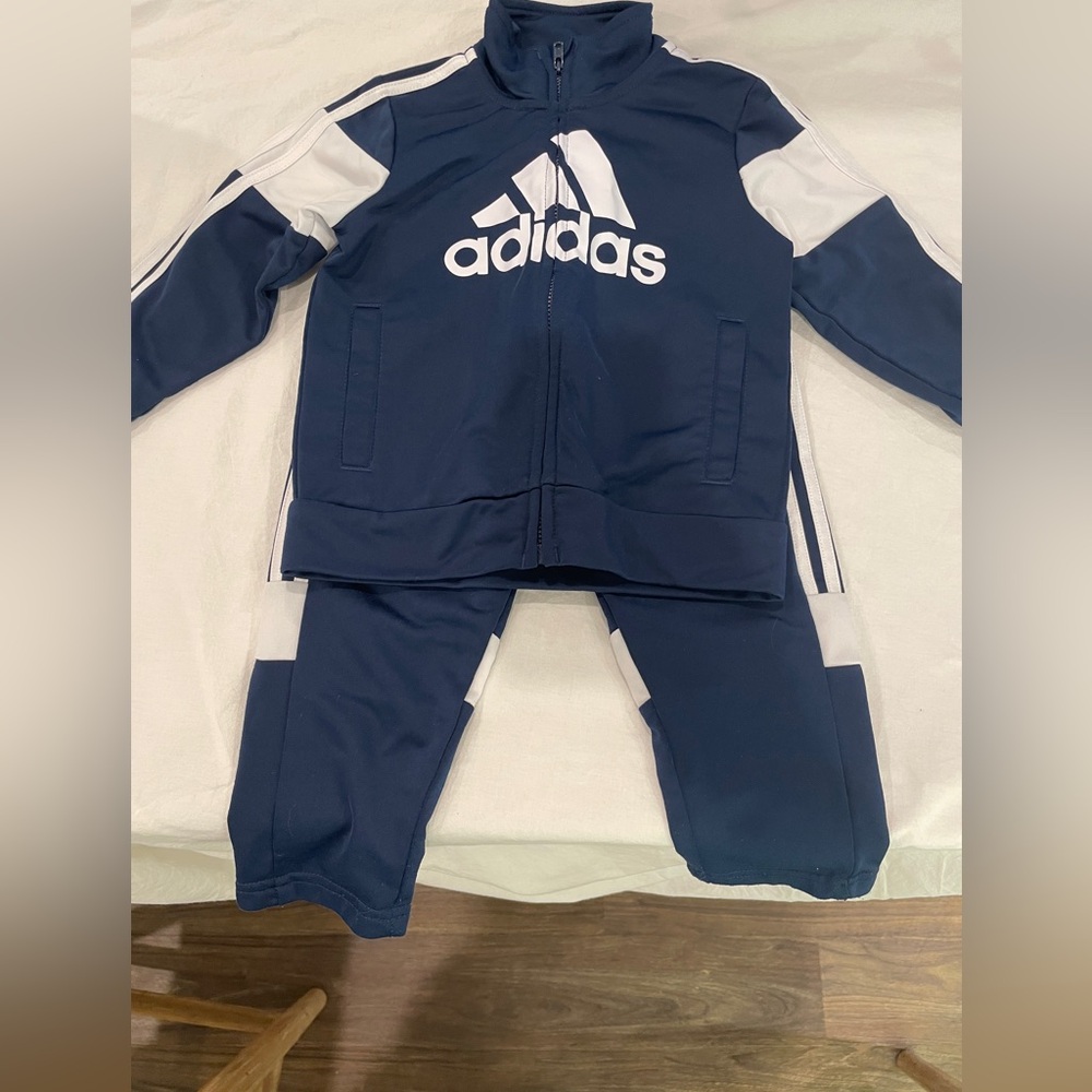 Adidas Unisex, Blue and White Track Suit, 24 months